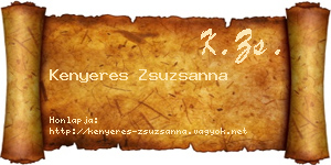 Kenyeres Zsuzsanna névjegykártya